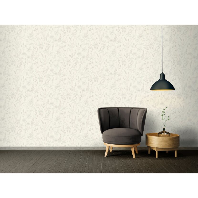 Wohnzimmer mit Vliestapete Jette Joop beige/weiß