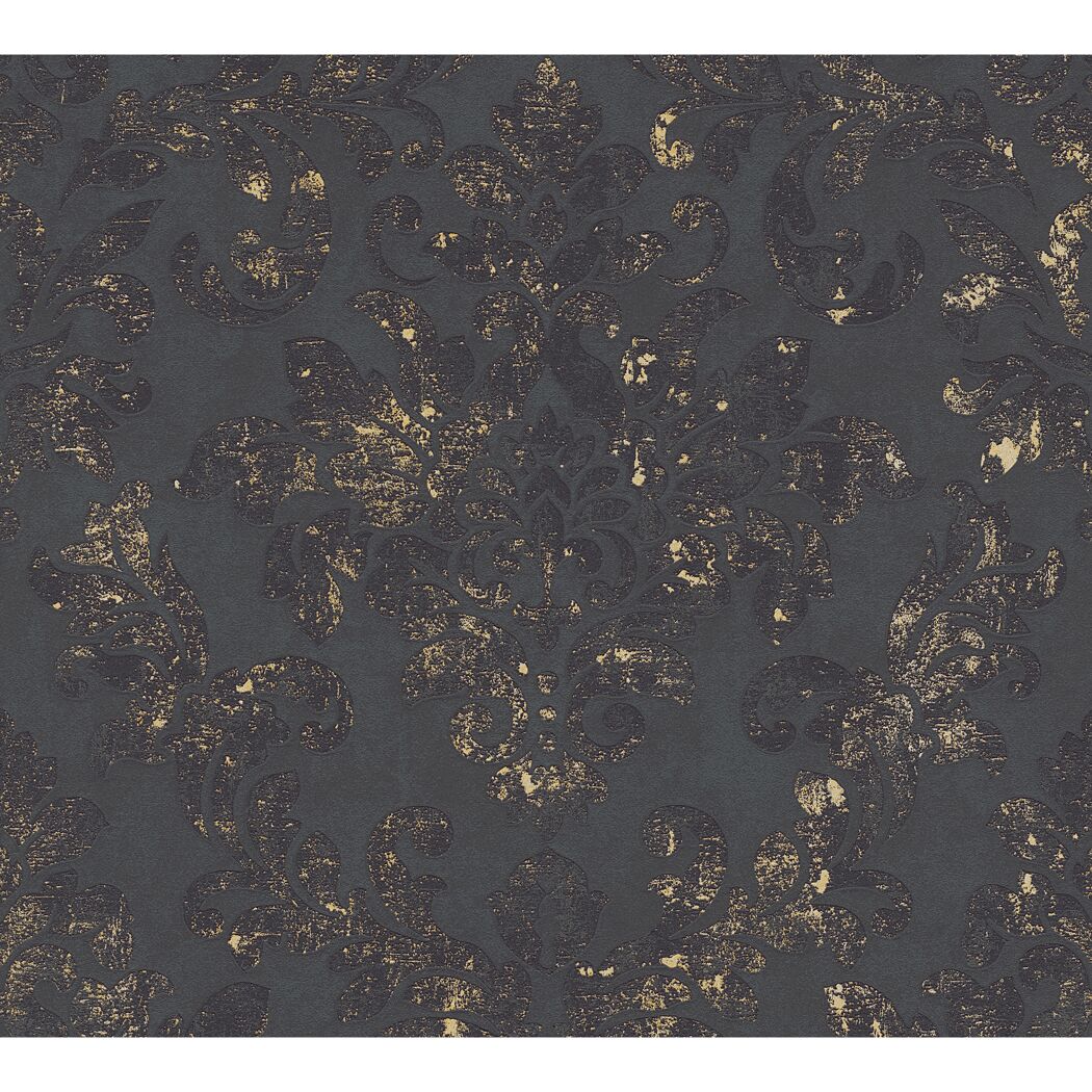 Schwarze Tapete mit goldenen Ornamenten