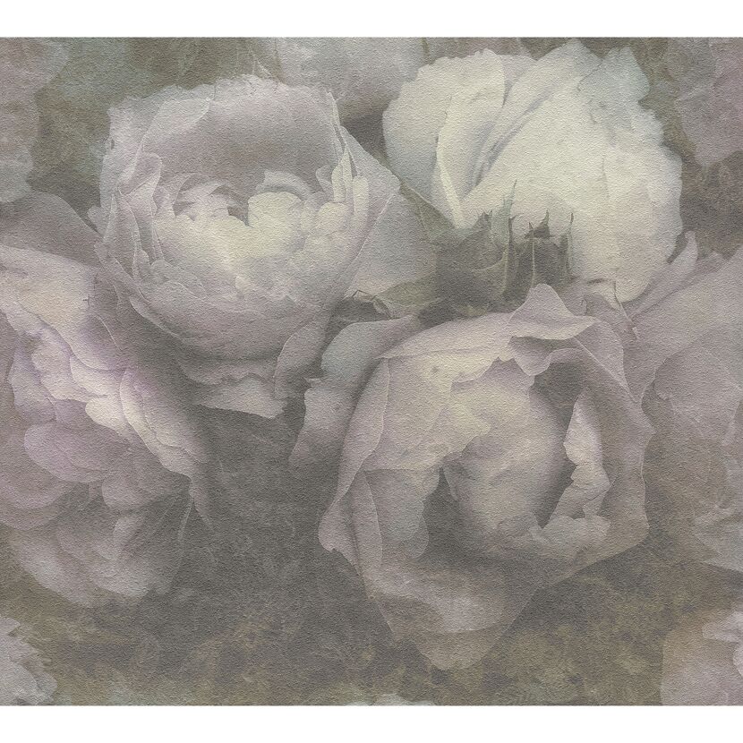 Violette Rosenblüten auf beigem Hintergrund