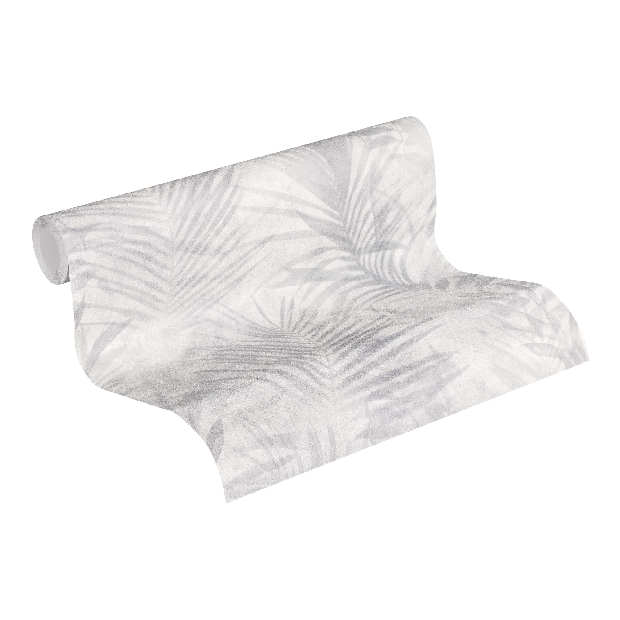 Graue Vliestapete "Bude II" mit Blättermotiv