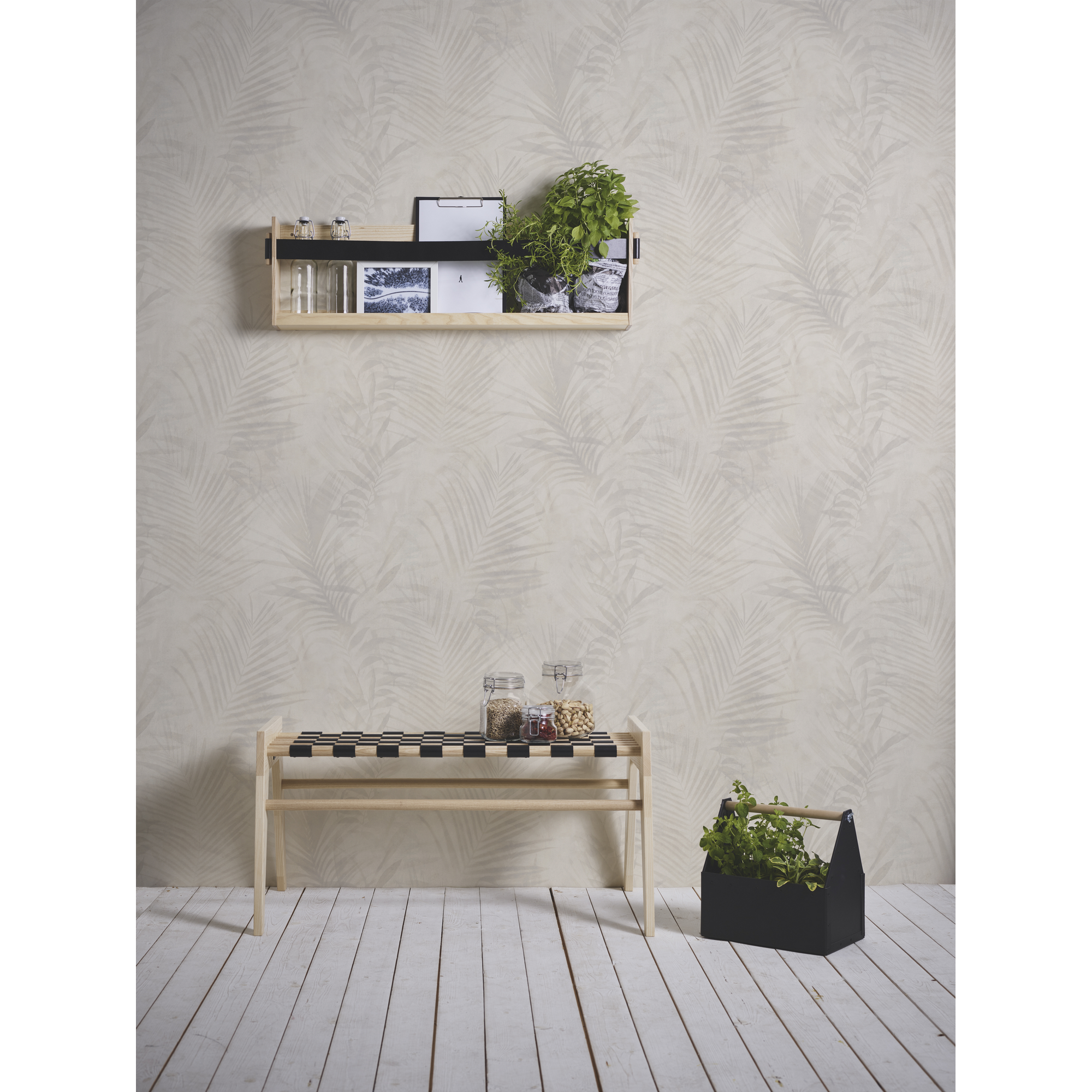Vliestapete 'Neue Bude 2.0 reloaded' Blätter beige 0,53 x 10,05 m