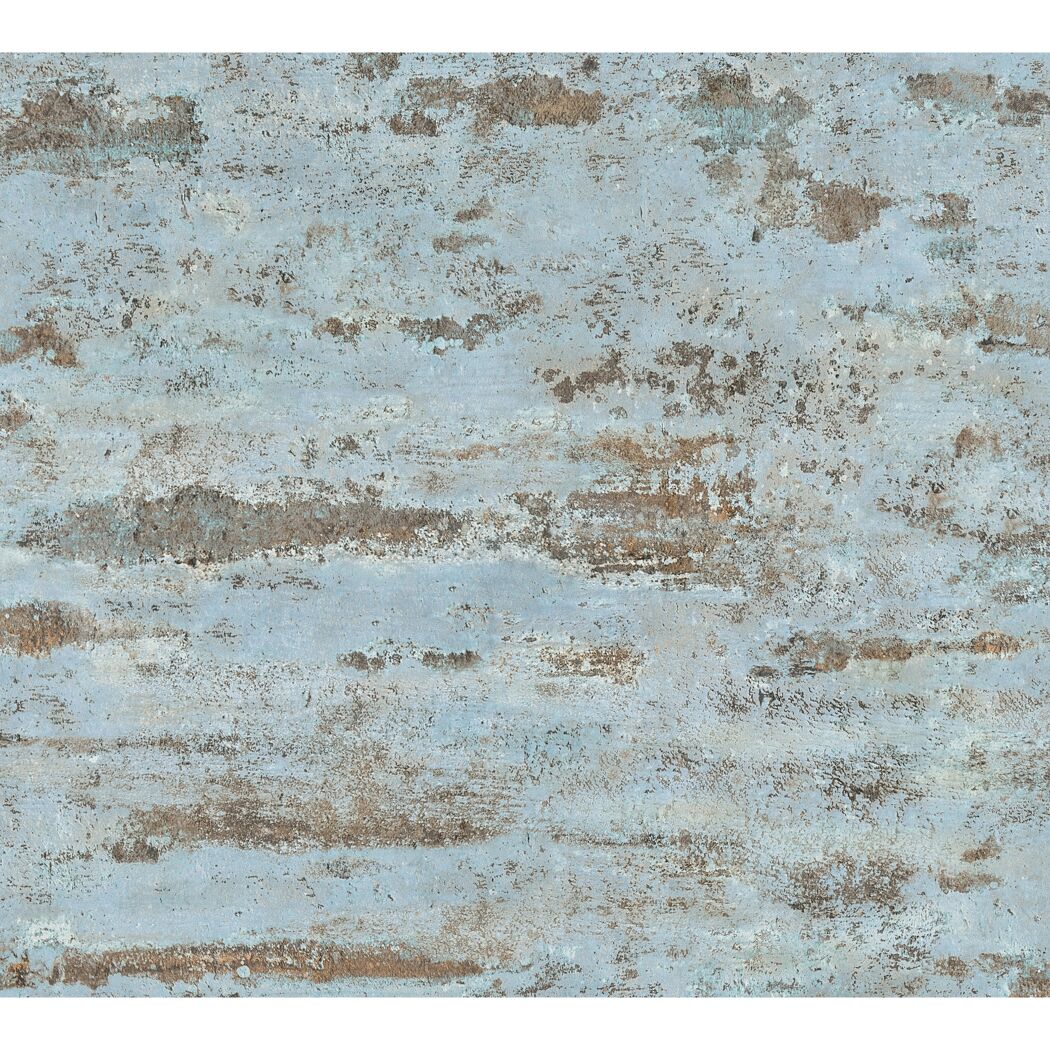 Blaue Vliestapete Bude II mit Putzstruktur