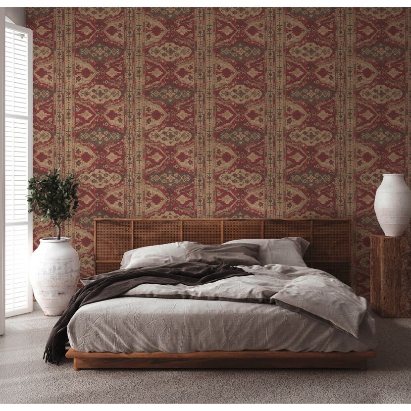 Schlafzimmer mit roter Vliestapete Mesto II