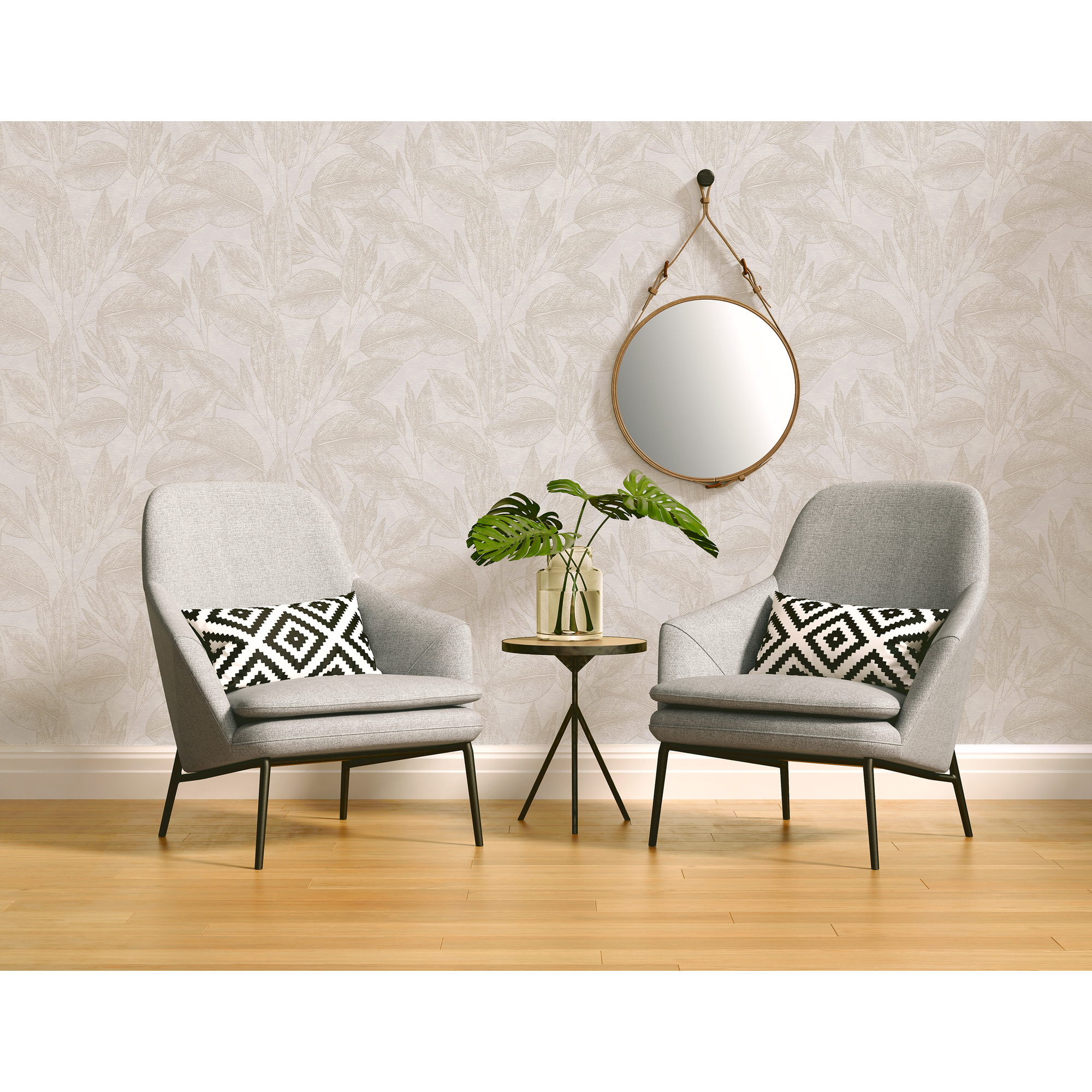Vliestapete 'Attractive' Blätter beige 53 x 1005 cm + product picture