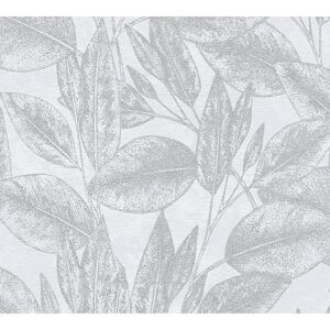 Vliestapete 'Attractive' Blätter silberfarben 53 x 1005 cm