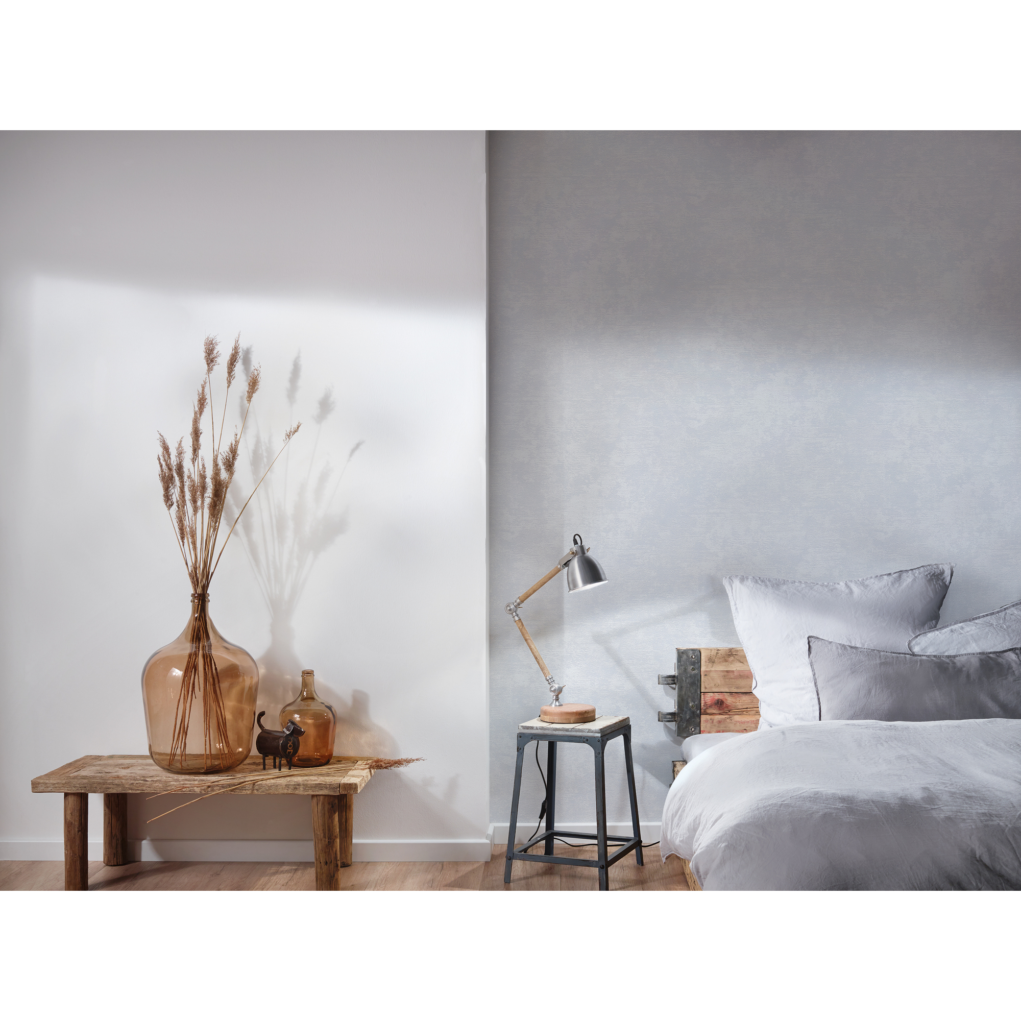 Vliestapete 'Attractive' Uni grau 0,53 x 10,05 m