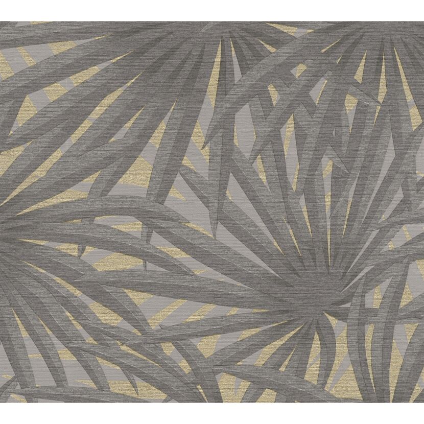 Graues Muster mit goldenen Palmblättern
