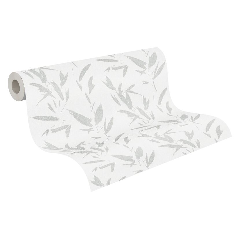 Vliestapete New Elegance creme mit silbernen Blättern