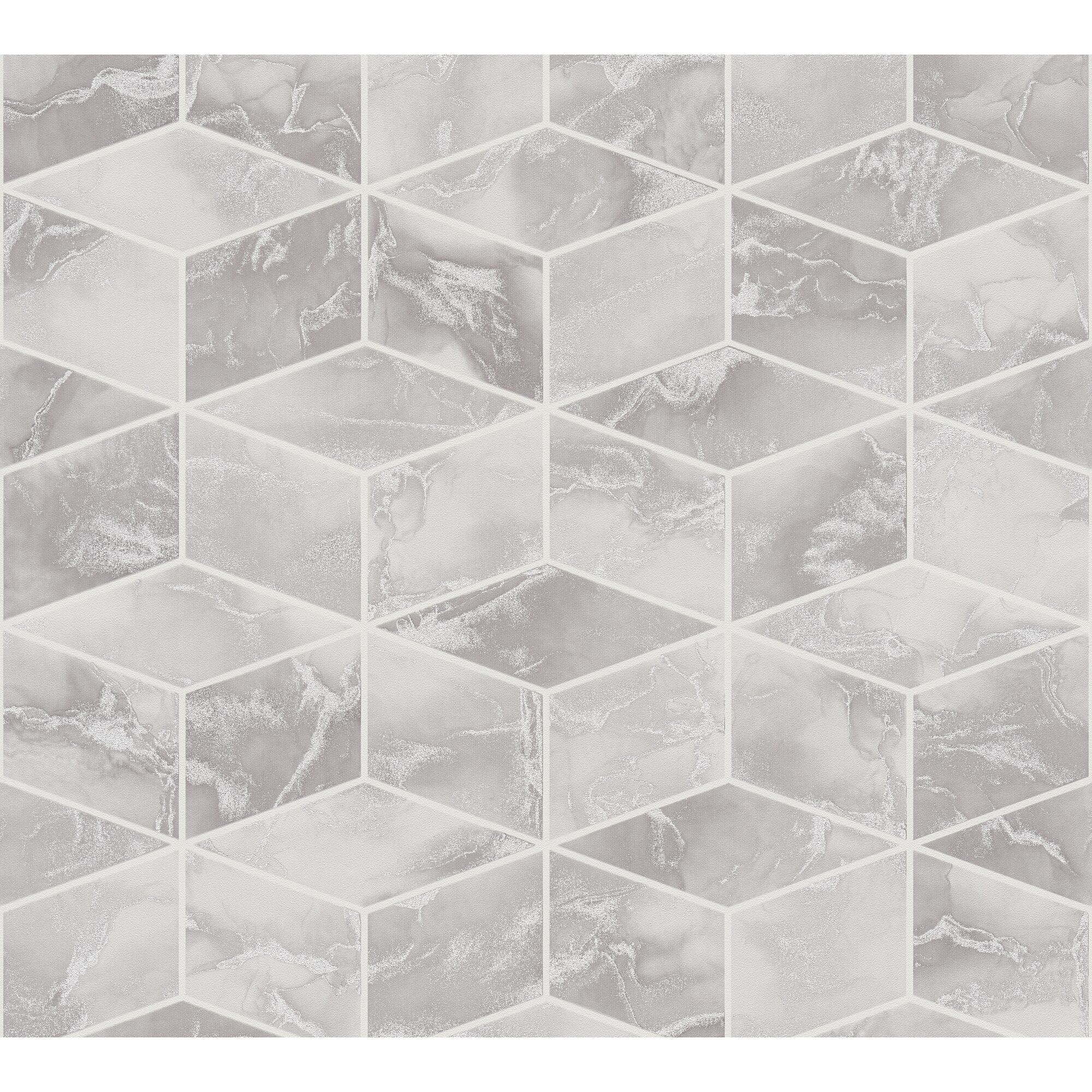 Vliestapete Mesto 2 mit silbernem Marmormuster