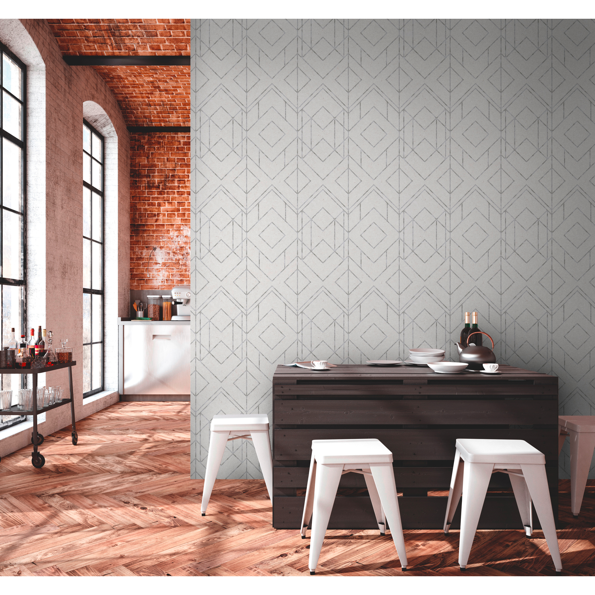 Vliestapete 'Metropolitan Stories 2' Geometrisch weiß 0,53 x 10,05 m
