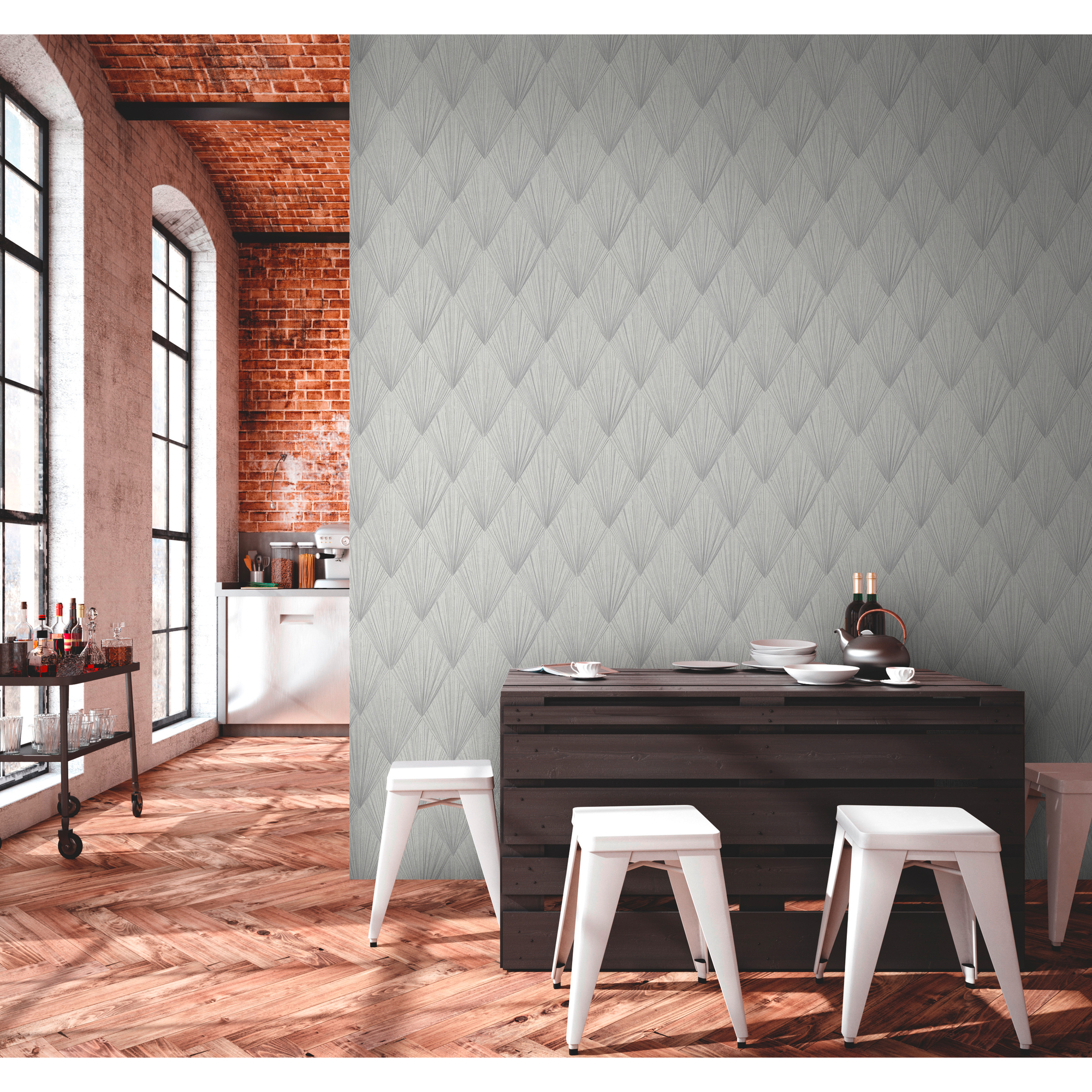 Vliestapete Mesto 2 mit grafischem Muster in Grau