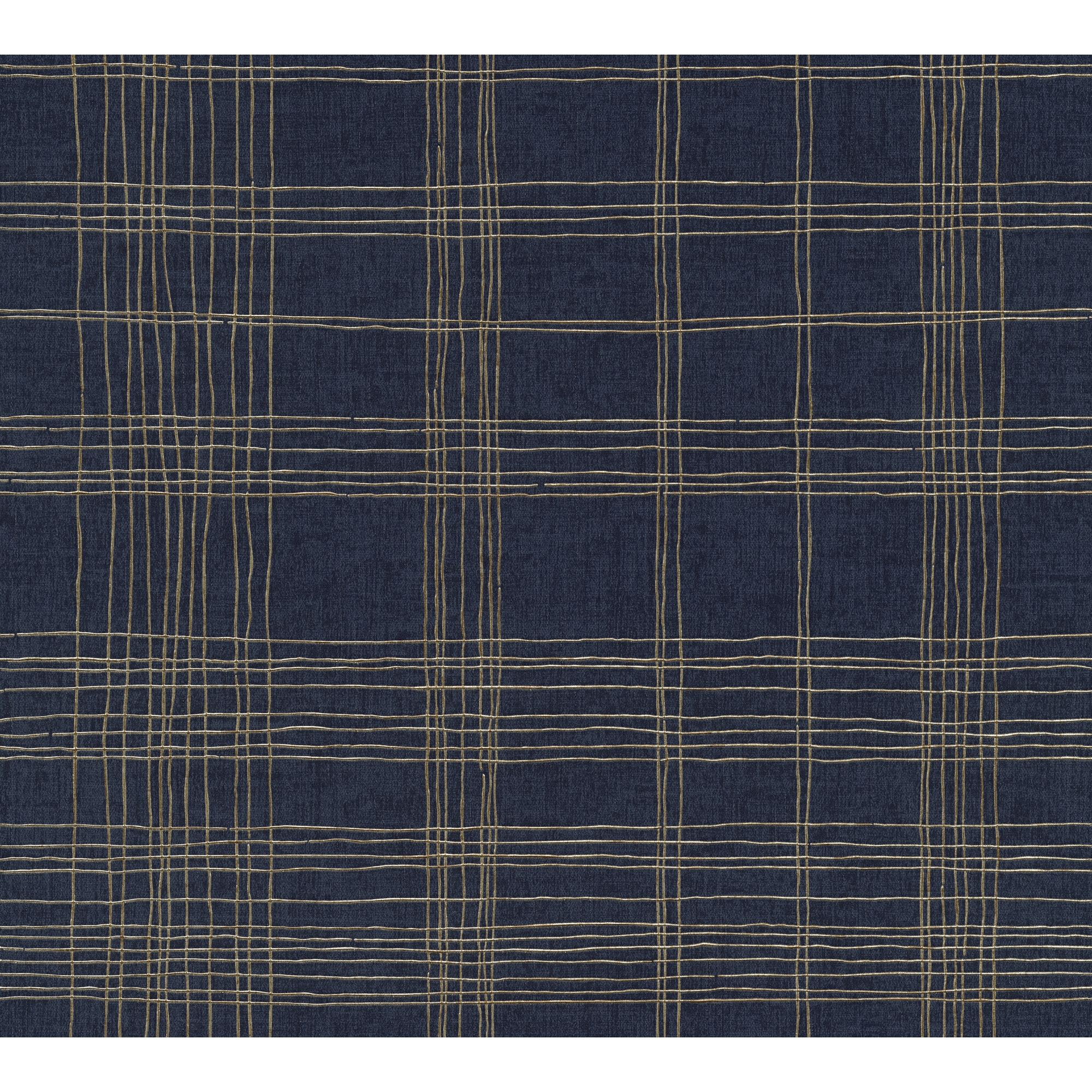 Blaue Vliestapete mit goldenen Linien