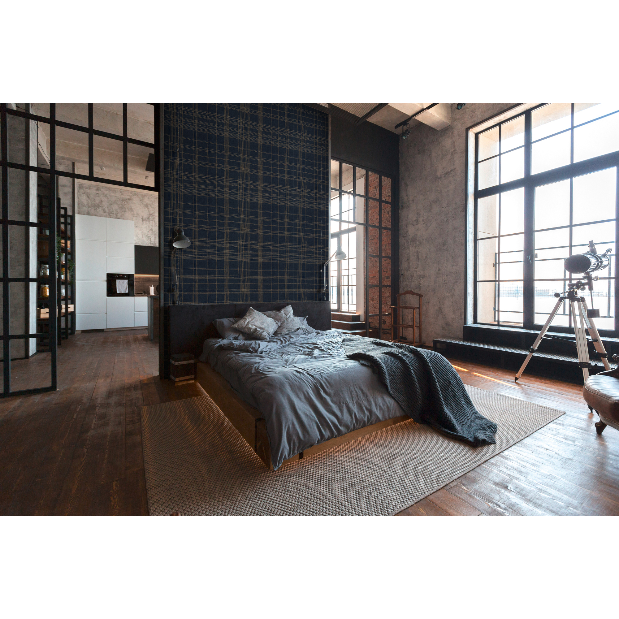 Schlafzimmer mit Vliestapete Mesto 2 in schwarz