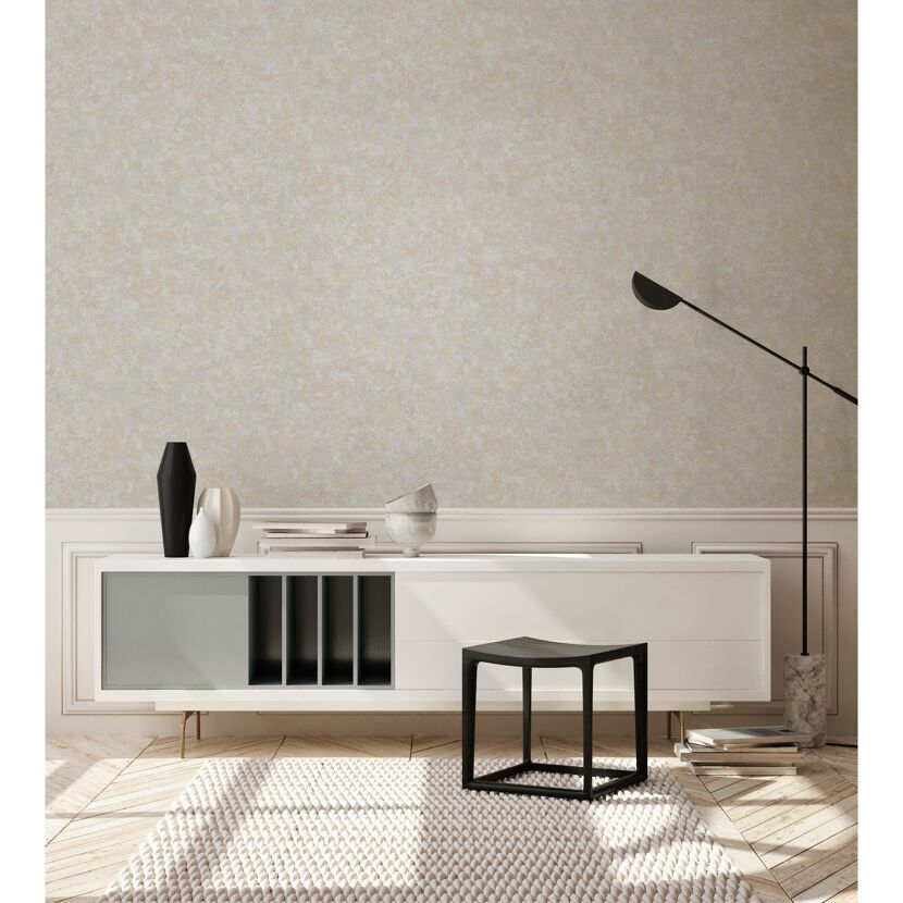 Vliestapete Mesto 2 Uni grau an der Wand