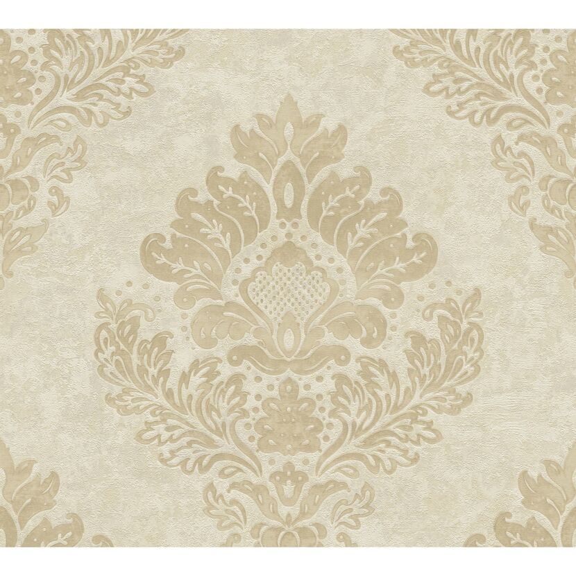 Beige Vliestapete Mesto 2 mit Damast-Muster