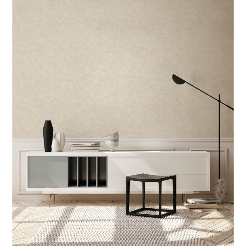 Wohnzimmer mit beiger Vliestapete Mesto 2