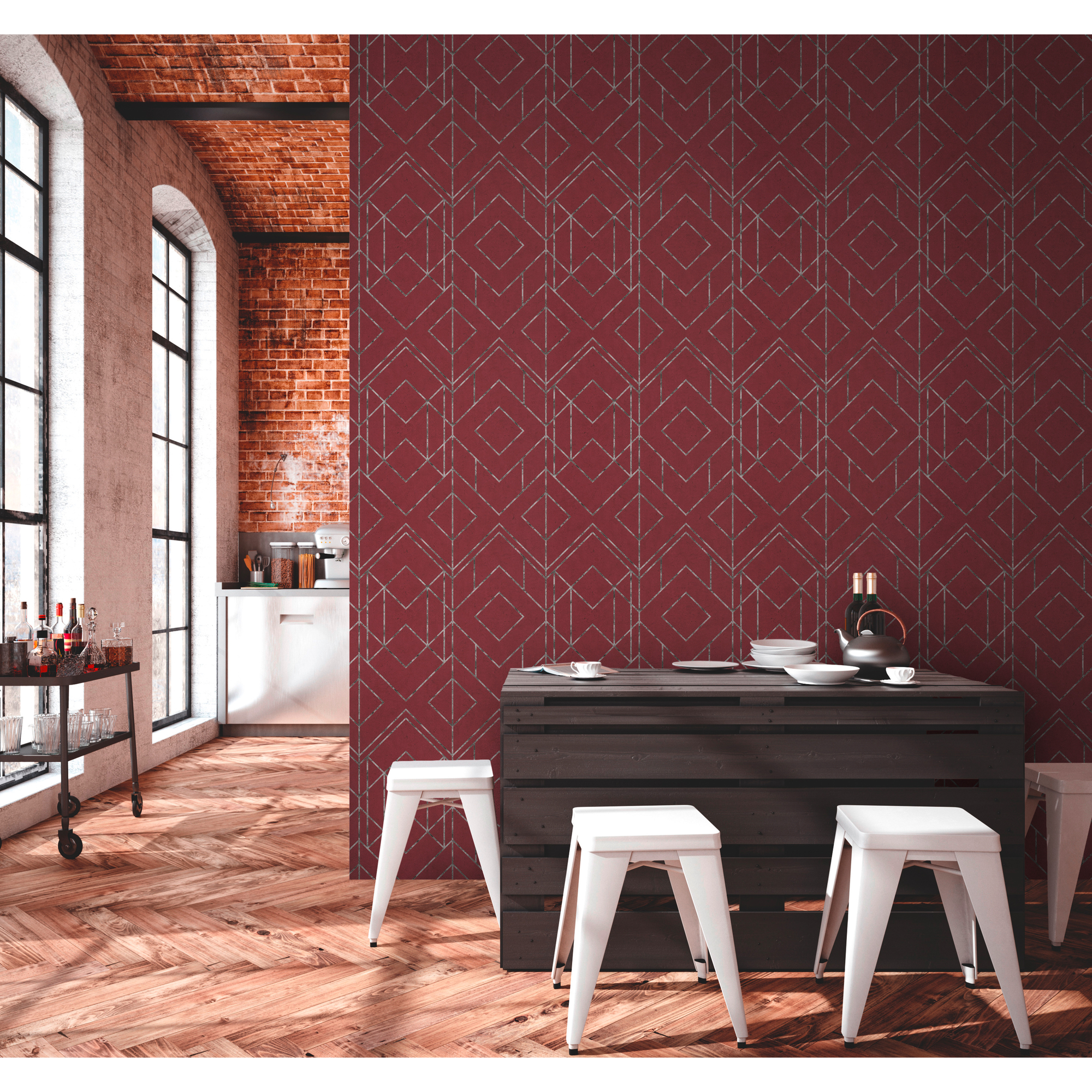 Vliestapete 'Metropolitan Stories 2' Geometrisch rot 0,53 x 10,05 m