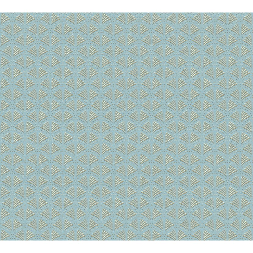Blaues Muster mit goldenen Ornamenten.