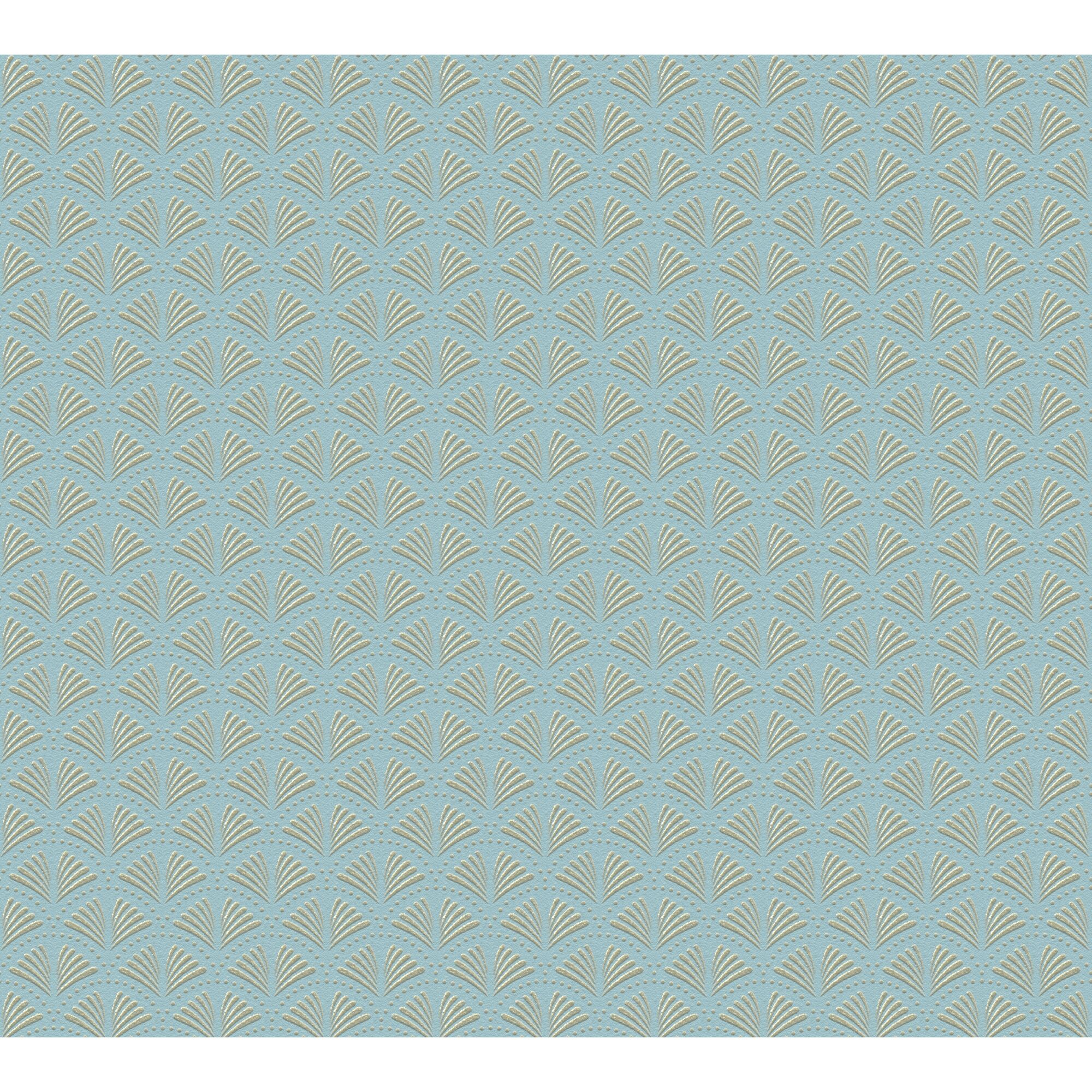 Blaues Muster mit goldenen Ornamenten.