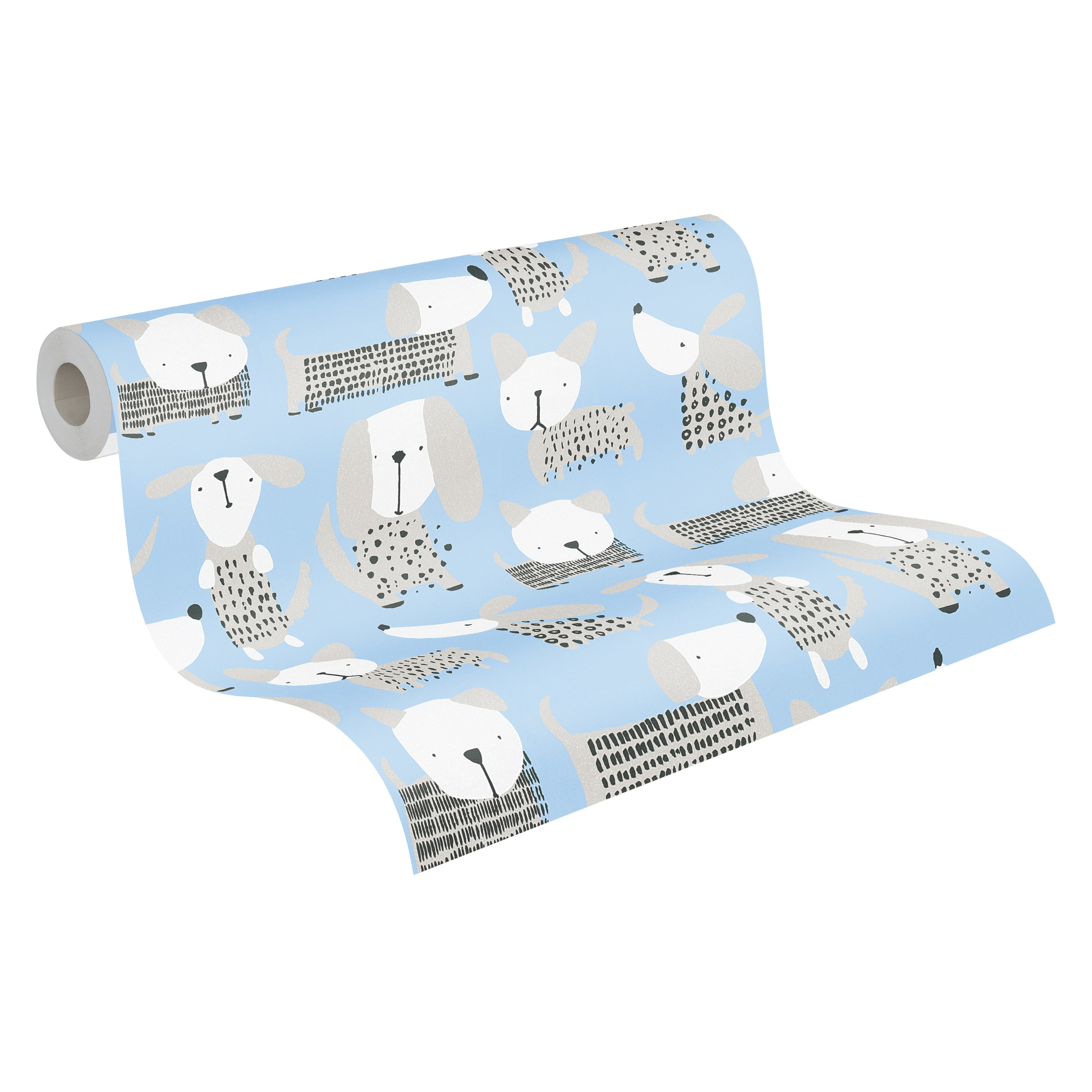Blaue Tapete mit Hunde-Muster