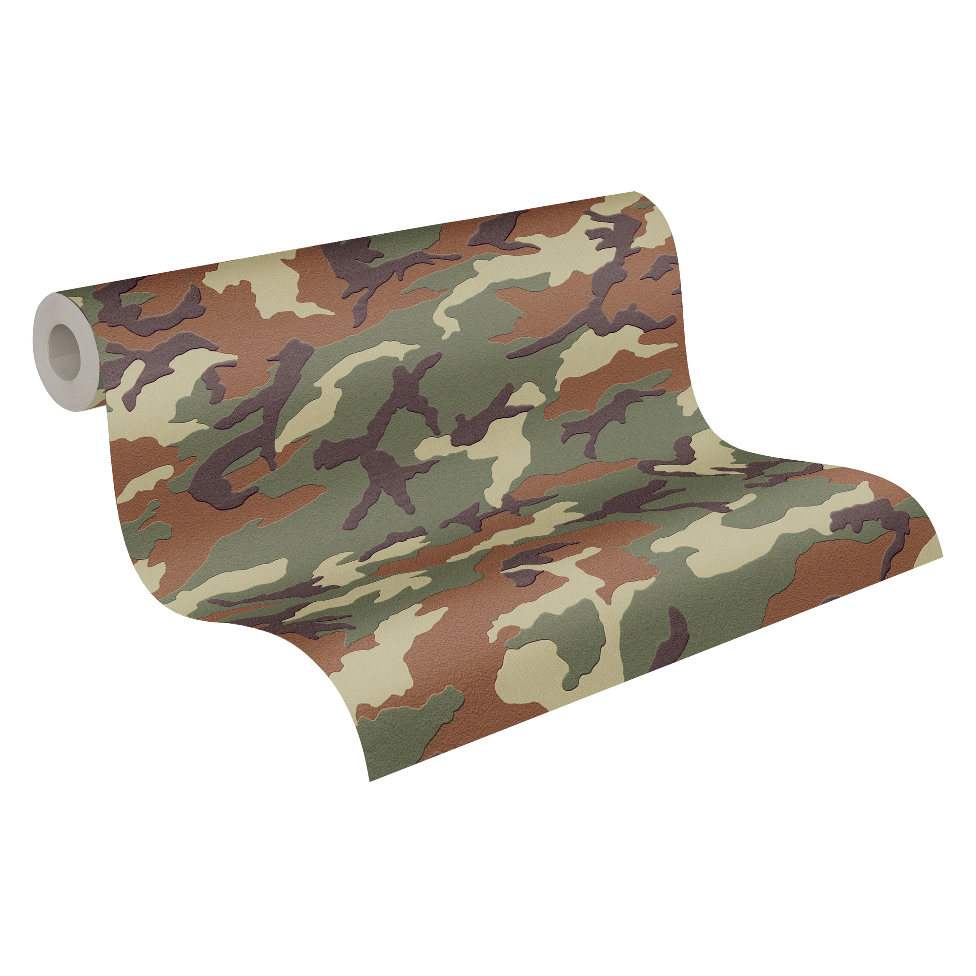 Vliestapete 'Boys & Girls 6' Camouflage grün/braun 0,53 x 10,05 m