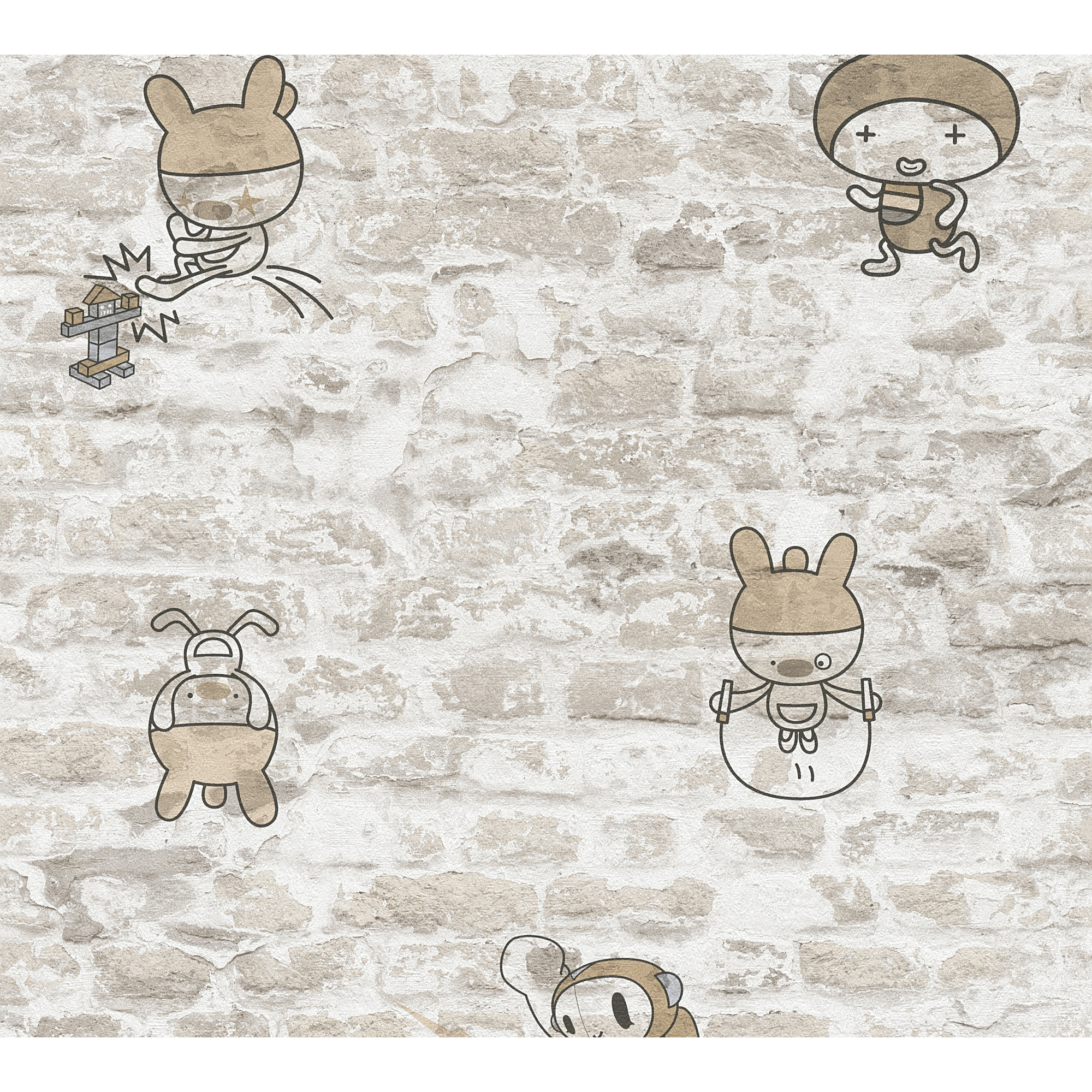 Papiertapete 'Boys & Girls 6' Comic beige 0,53 x 10,05 m