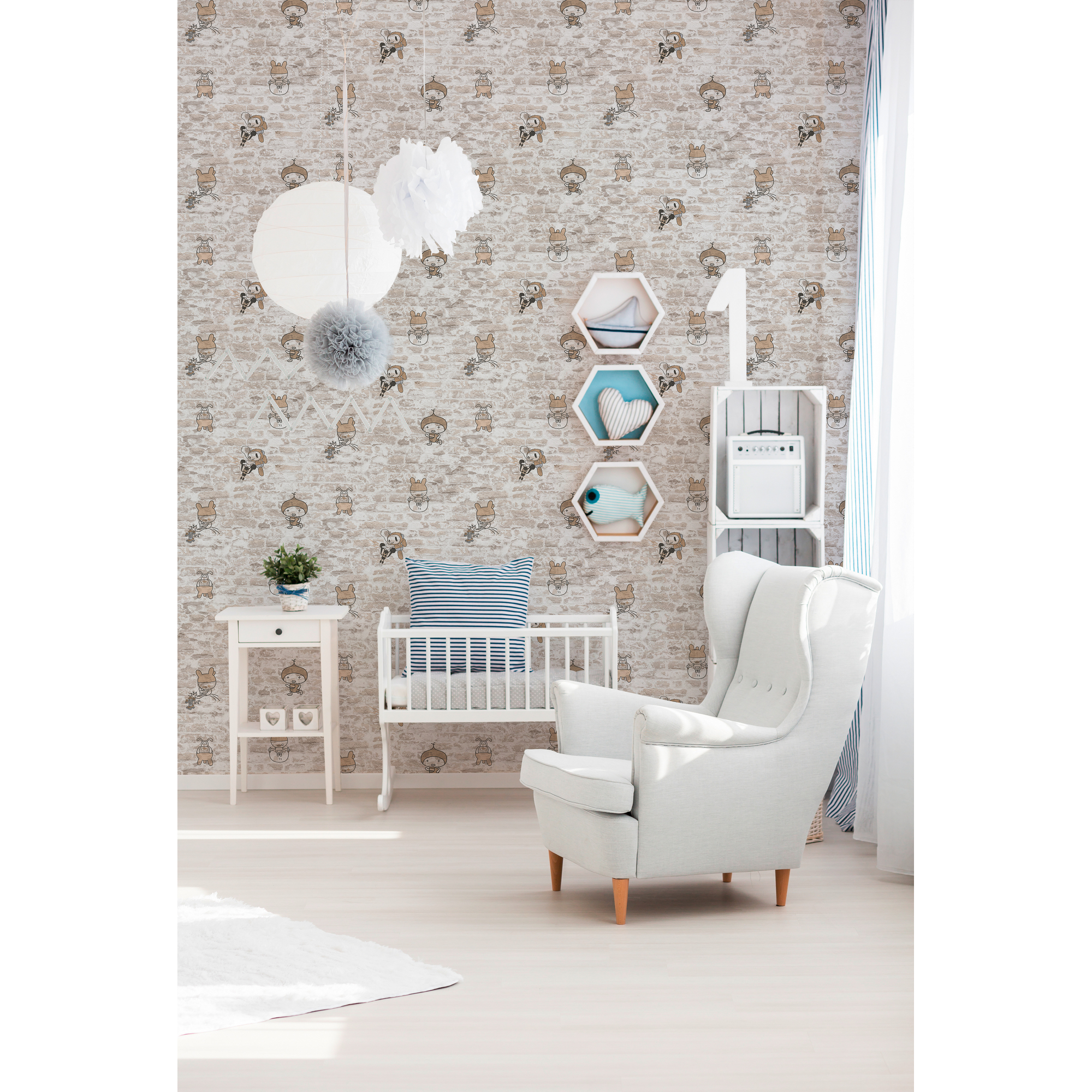 Papiertapete 'Boys & Girls 6' Comic beige 0,53 x 10,05 m