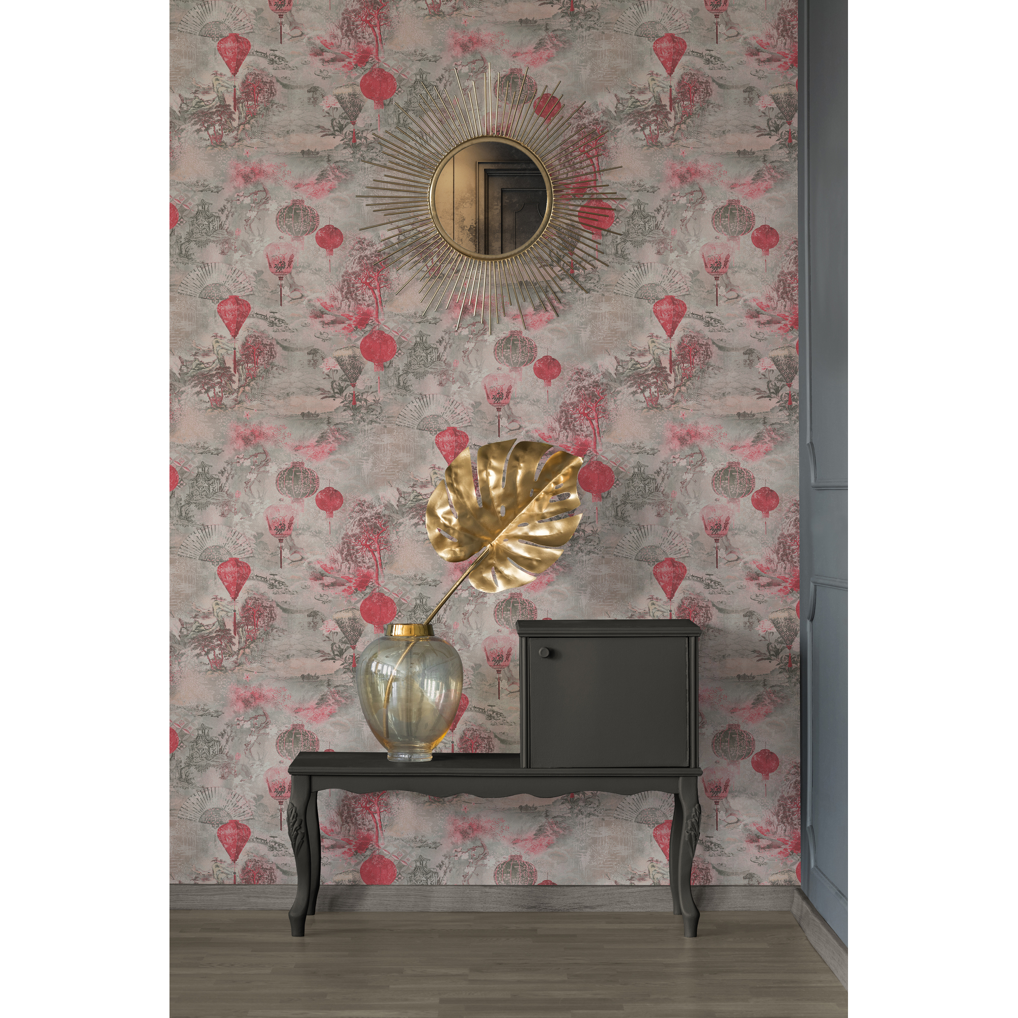 Vliestapete 'Asian Fusion' Landschaft rosa 0,53 x 10,05 m