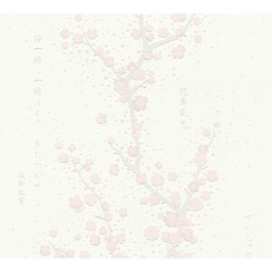 Vliestapete 'Asian Fusion' Kirschblüten weiß/rosa 53 x 1005 cm