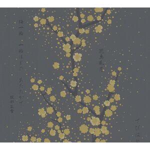 Vliestapete 'Asian Fusion' Kirschblüten schwarz/gold 53 x 1005 cm