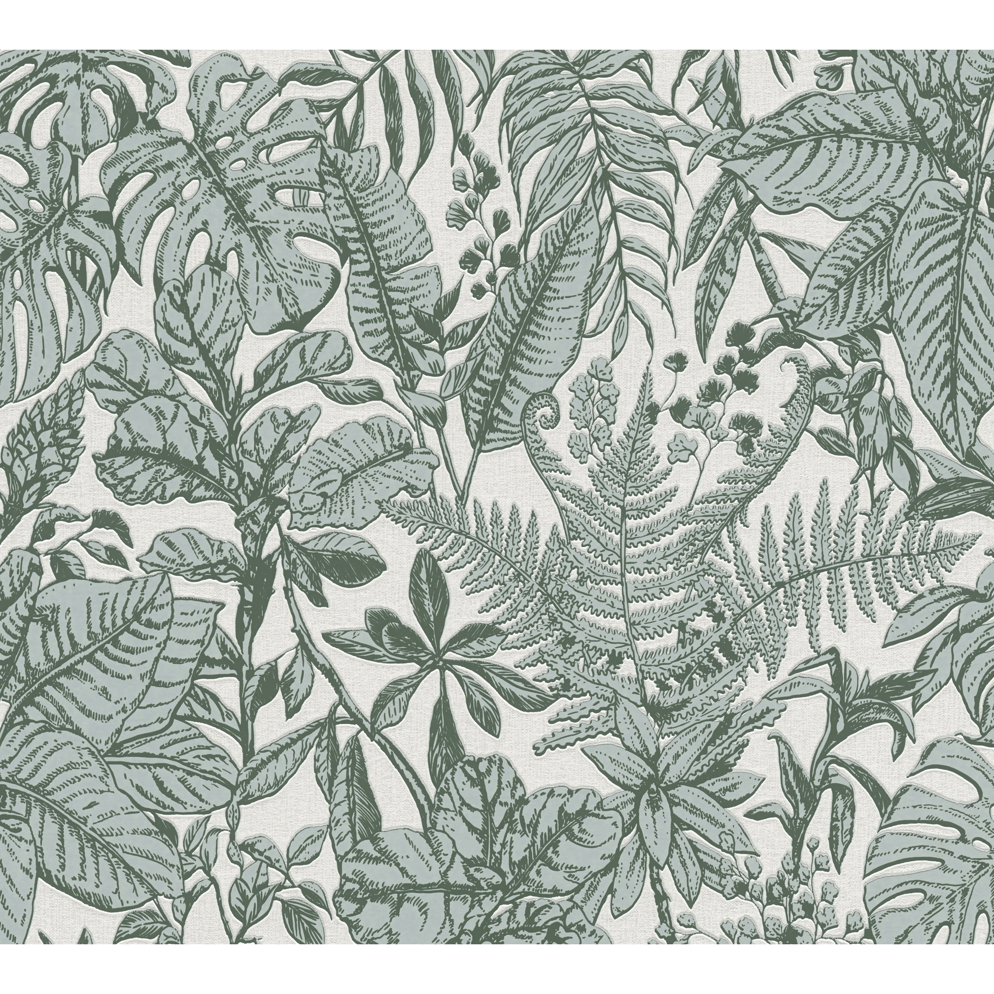 Vliestapete 'Daniel Hechter 6' Dschungel weiß/grün 53 x 1005 cm + product picture