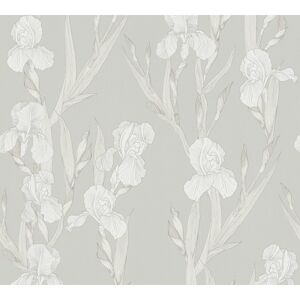 Vliestapete 'Daniel Hechter 6' Blüten grau/weiß 53 x 1005 cm