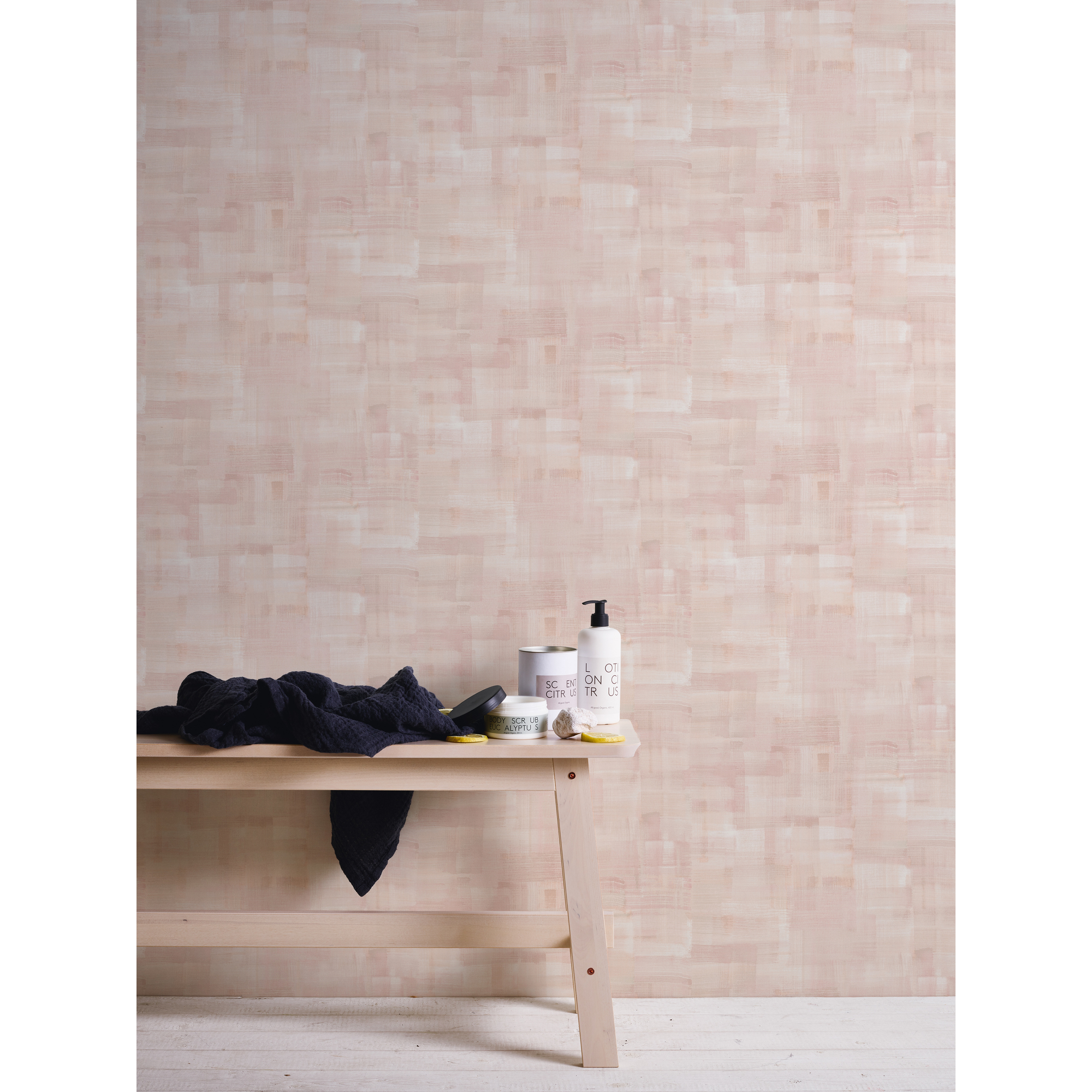 Vliestapete 'Geo Nordic' Leinwandstruktur rosa/beige 53 x 1005 cm + product picture