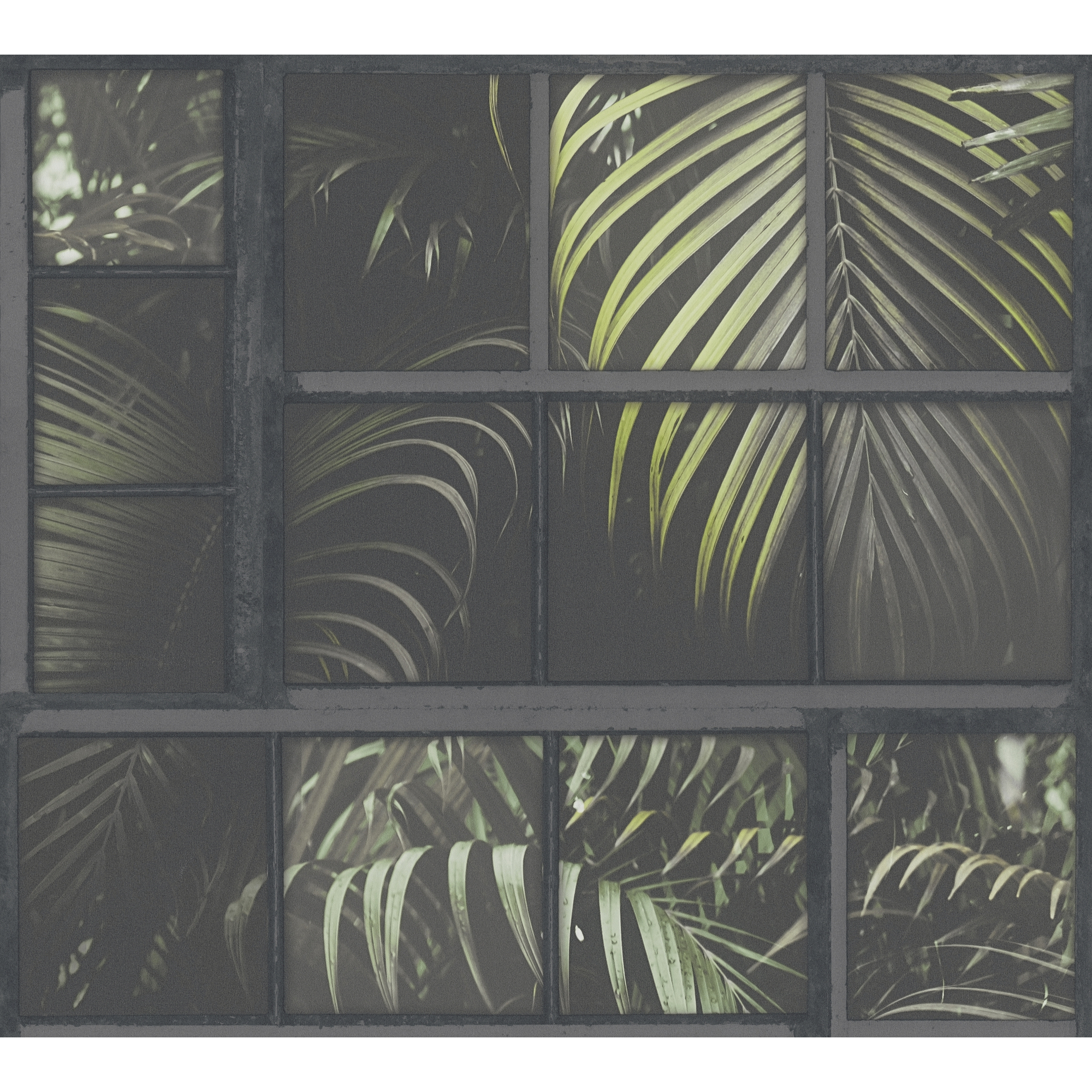 Vliestapete 'Industrial' Fenster schwarz/blau 0,53 x 10,05 m