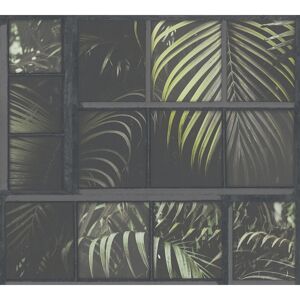 Vliestapete 'Industrial' Fenster schwarz/blau 0,53 x 10,05 m