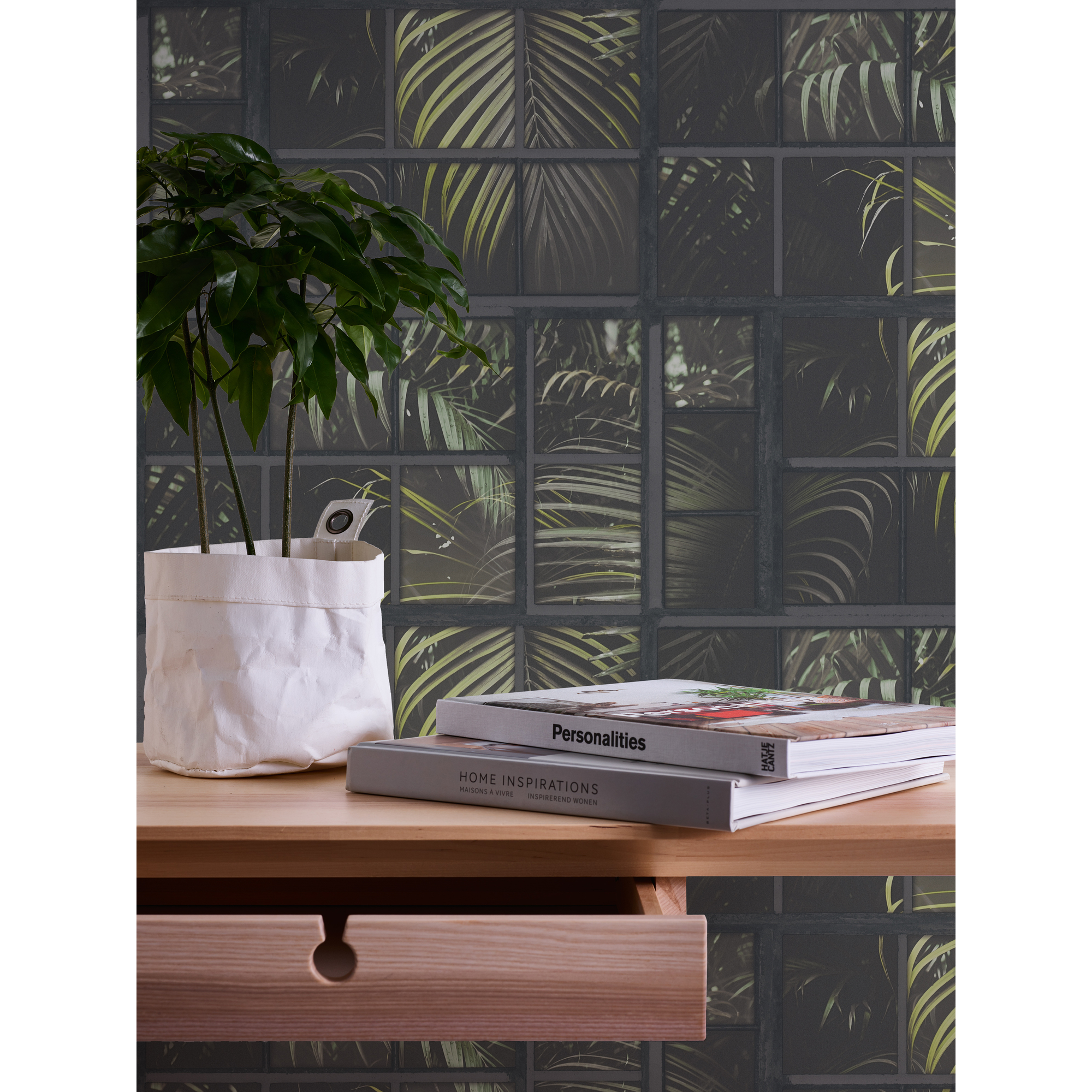 Vliestapete 'Industrial' Fenster schwarz/blau 0,53 x 10,05 m
