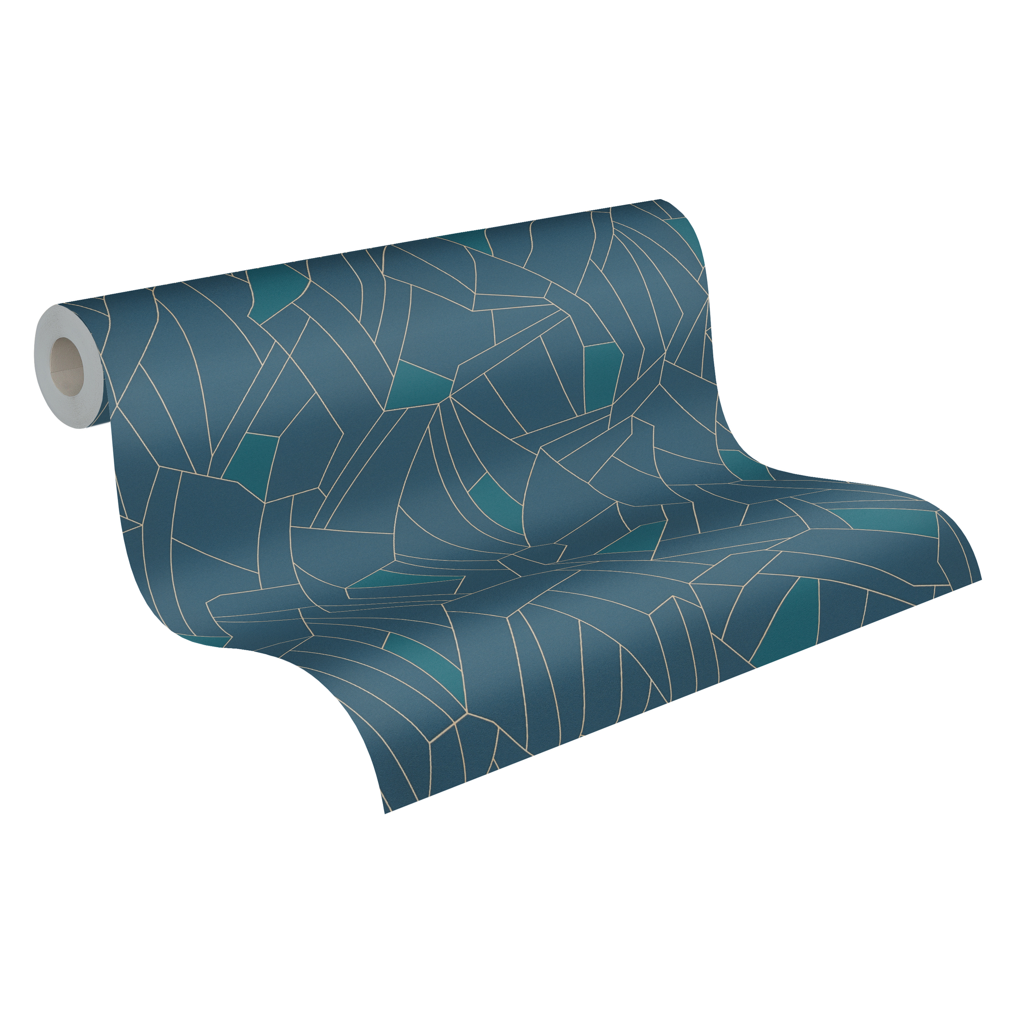 Vliestapete 'New Life' Linien blau/petrol/beige 0,53 x 10,05 m