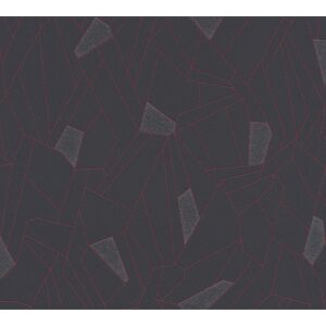 Vliestapete 'New Life' Linien anthrazit/grau/rot 53 x 1005 cm
