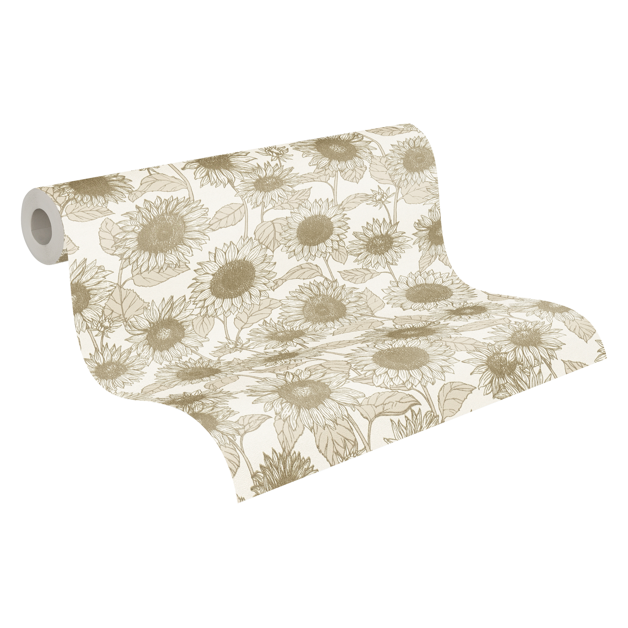 Rolle Vliestapete New Life Floral beige mit Sonnenblumenmuster