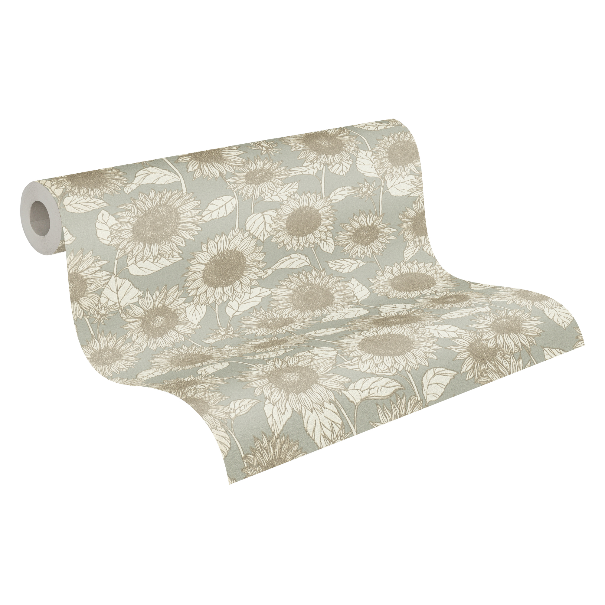 Vliestapete 'New Life' Sonnenblumen grau/beige 0,53 x 10,05 m