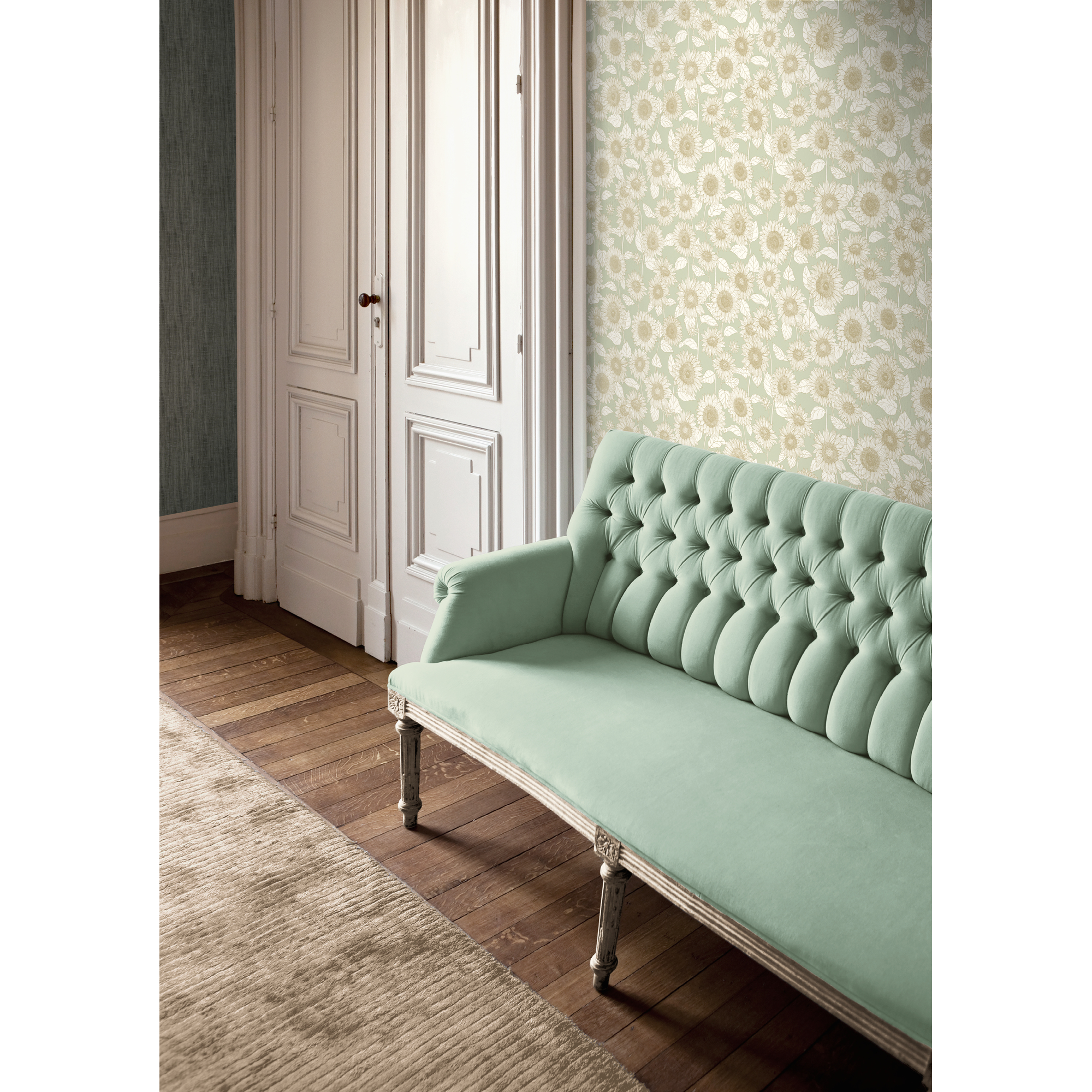 Vliestapete 'New Life' Sonnenblumen grau/beige 0,53 x 10,05 m
