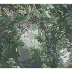 Vliestapete 'History of Art' Waldlandschaft grün/braun/rosa 53 x 1005 cm