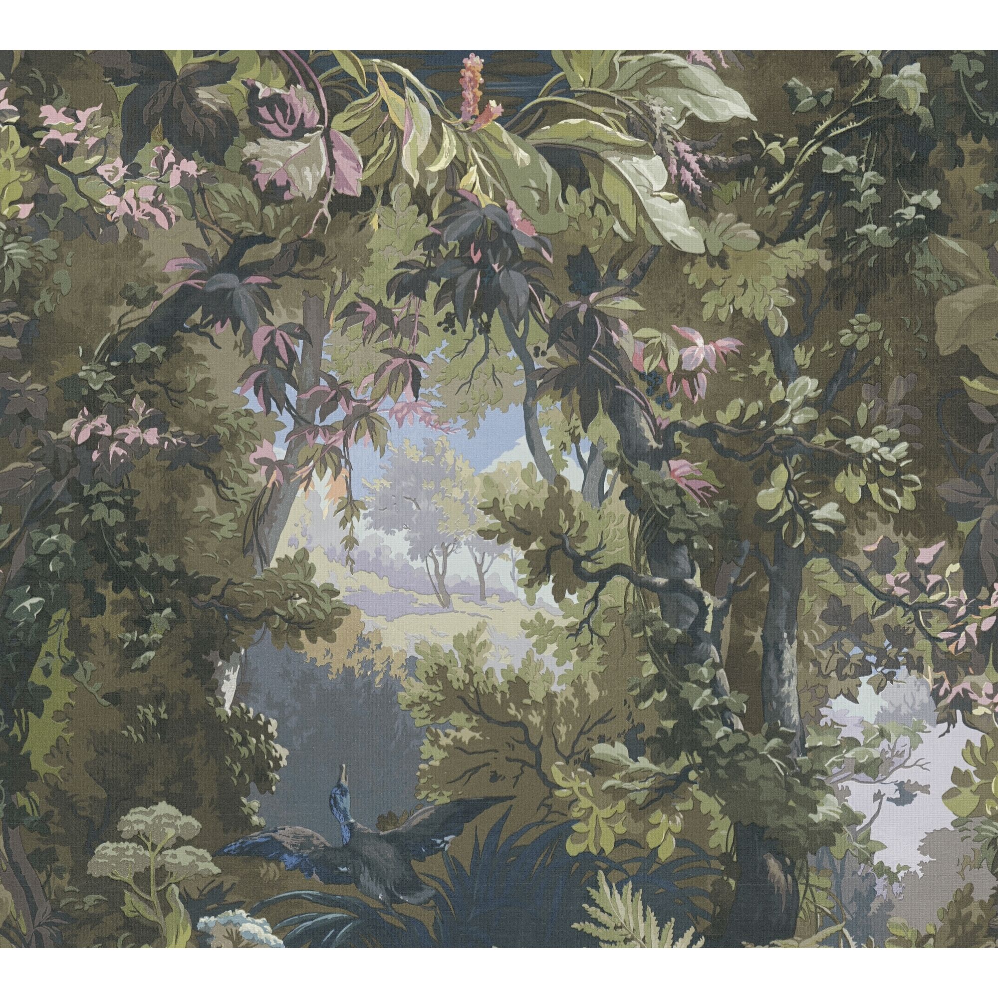 Waldlandschaft mit fliegendem Vogel