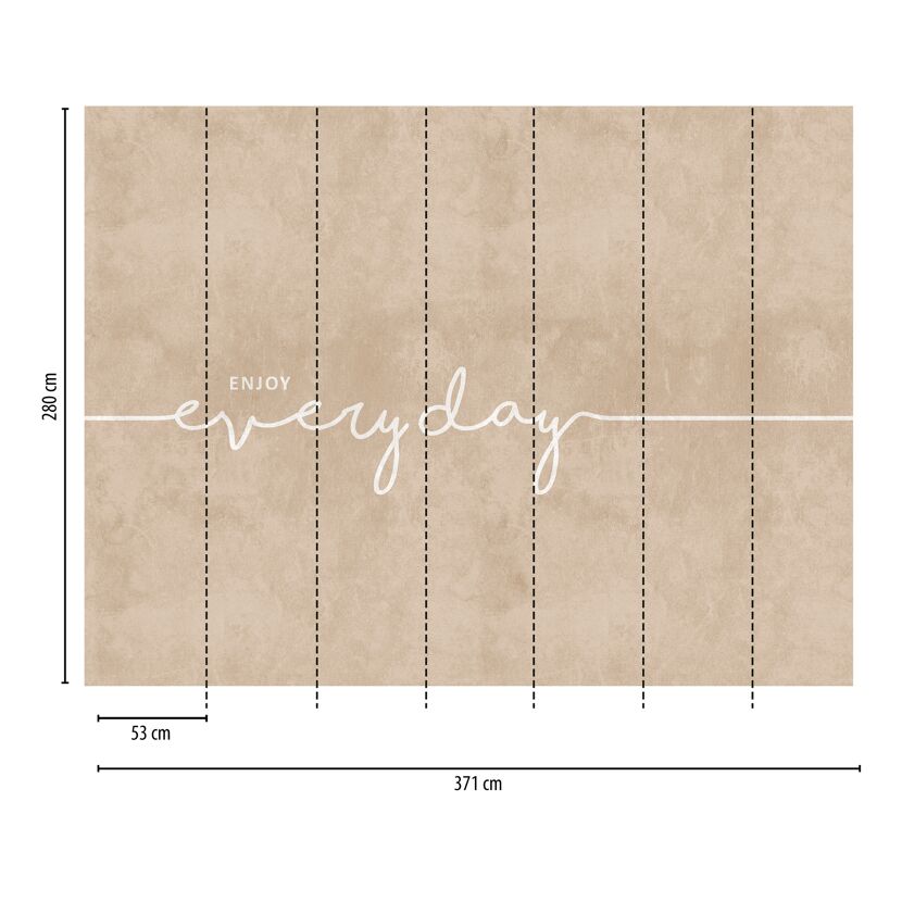 Beige Tapete mit Schriftzug "Enjoy everyday"