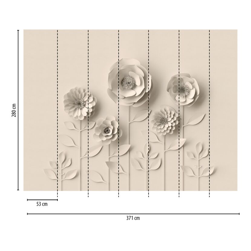 Beige Papierblumen auf beigem Hintergrund