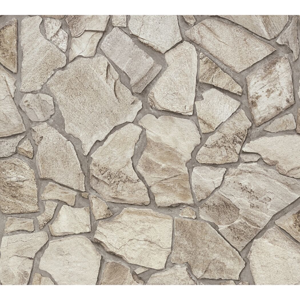 Nahaufnahme einer Bruchsteinwand in Beige