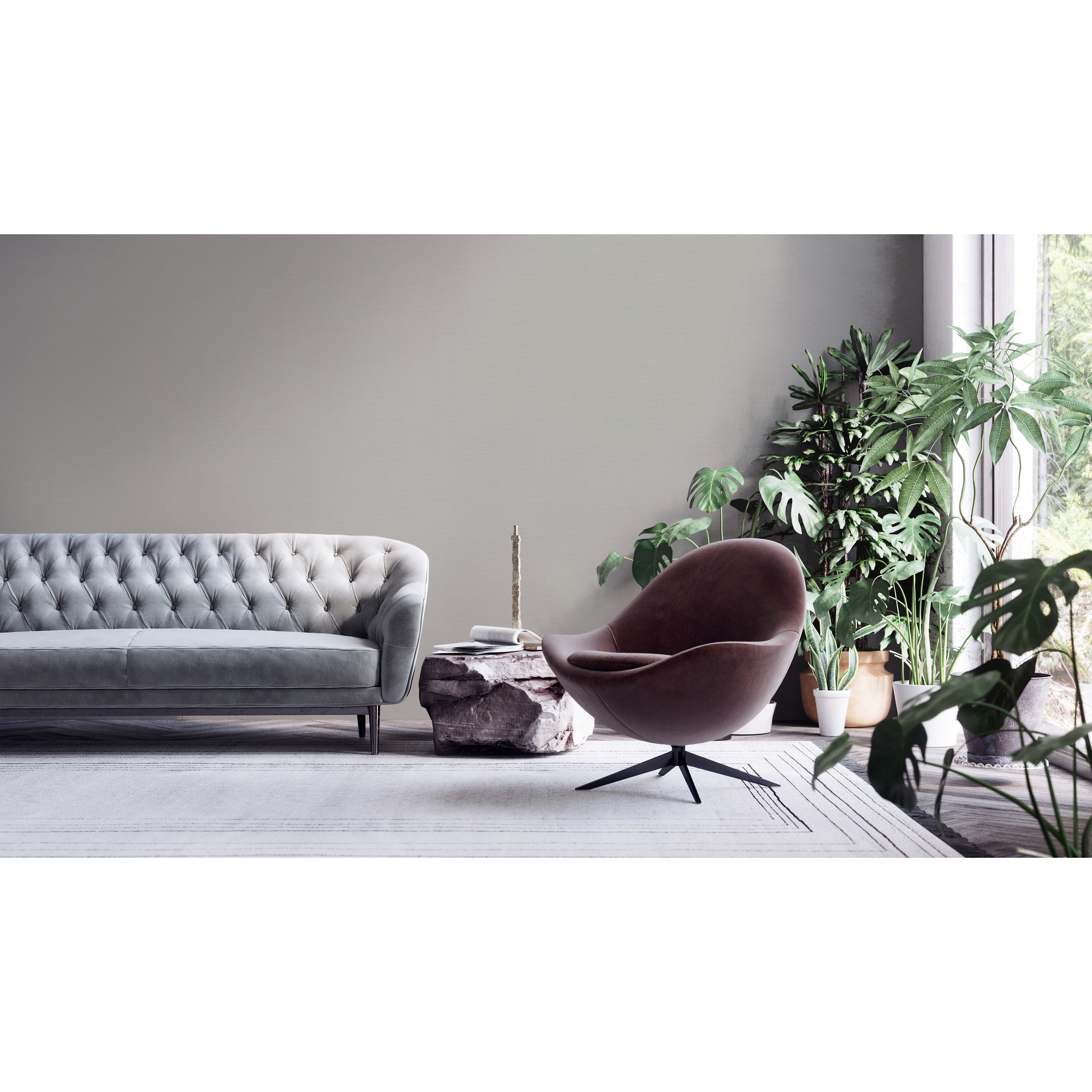Vliestapete 'My Home My Spa' Leinen-Optik grau 10,05 x 0,53 m