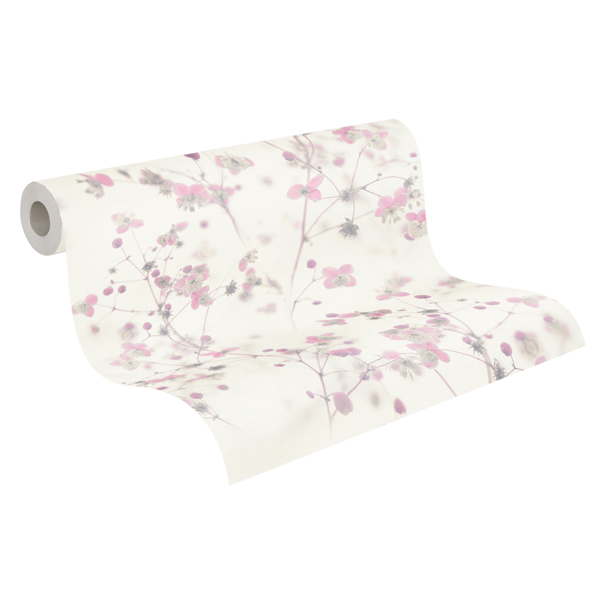Rolle Vliestapete mit rosafarbenen Blüten