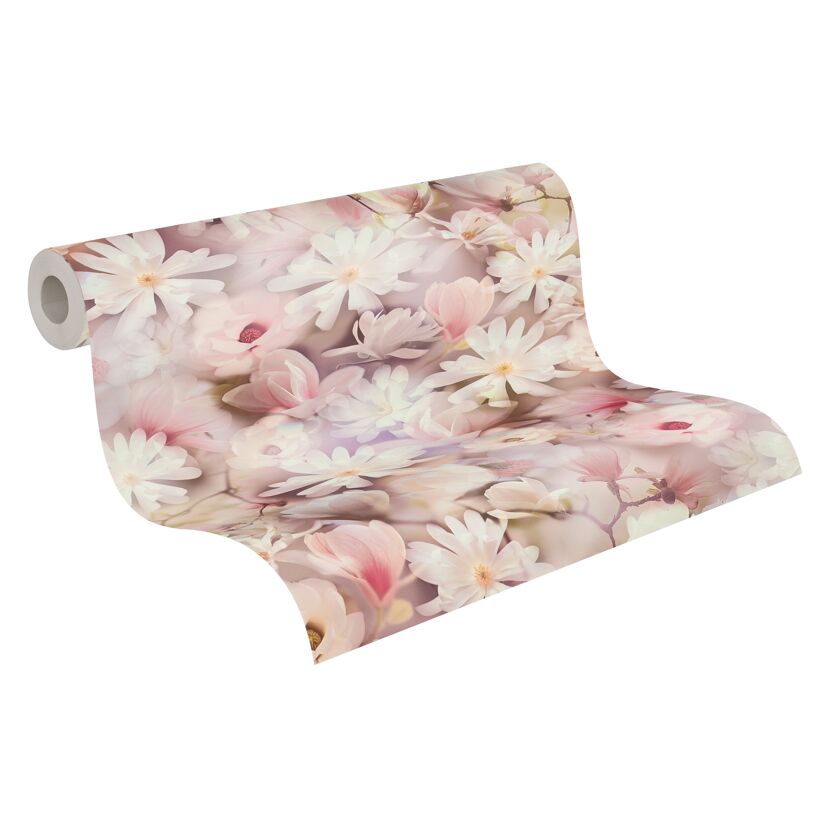 Rolle Tapete mit rosa und weißen Magnolien