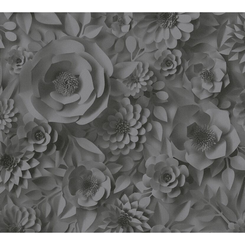 Grauschwarzes florales Muster aus Papier